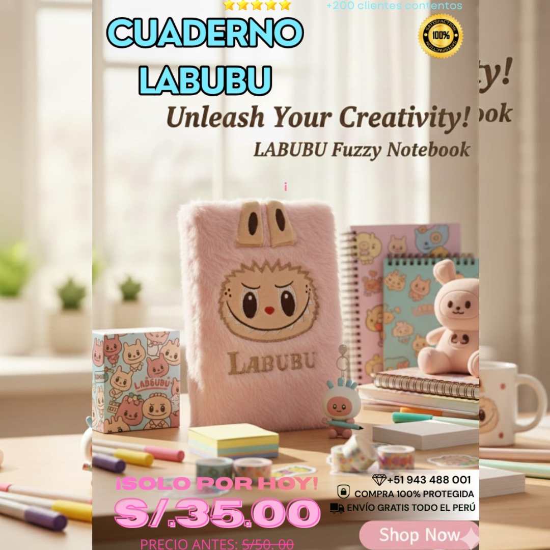 Cuaderno Labubu Original – Libreta Peluche Kawaii